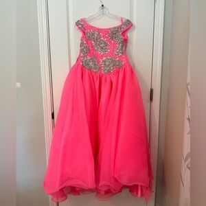 Unique Fashions Neon Pink Pageant Gown Size 8